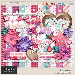 Passionate Digital Scrapbooking Kit by J. Conlon and Sons
