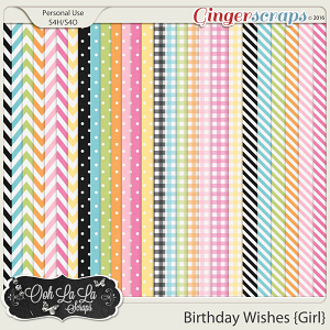 Birthday Wishes Girl Patterned Papers