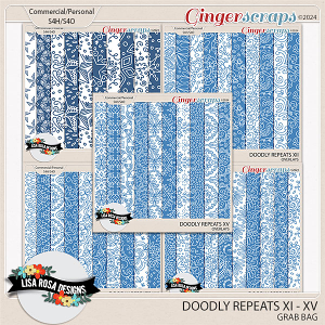 Doodly Repeats XI to XV Grab Bag - CU/PU Pattern Overlays by Lisa Rosa Designs