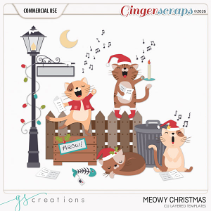 Meowy Christmas Layered Templates (CU) by GS Creations