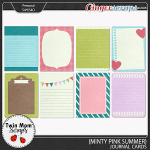 Minty Pink Summer - JOURNAL CARDS by Twin Mom Scraps