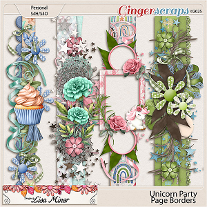 Unicorn Party Page Borders from Designs by Lisa Minor