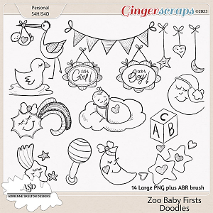 Zoo Baby Firsts Doodles-By Adrienne Skelton Designs