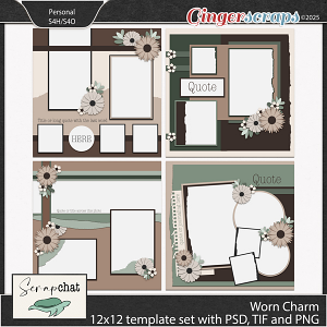 Worn Charm Template Set by ScrapChat Designs