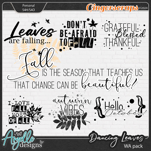 Dancing Leaves. Wordart Pack by Angelle Designs