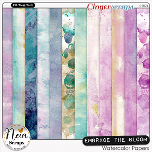 Embrace the Bloom - Watercolor Papers - by Neia Scraps