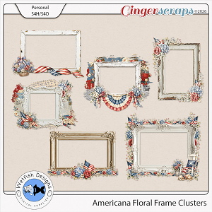 Americana Floral Frame Clusters by Wetfish Designs 