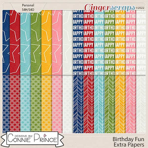 Birthday Fun - Extra Papers by Connie Prince