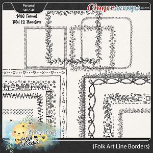 Folk Art Line Page Borders