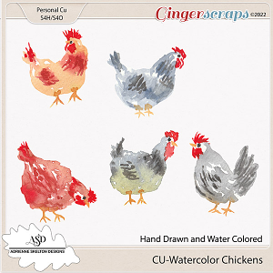 Water Color Chickens by Adrienne Skelton Designs