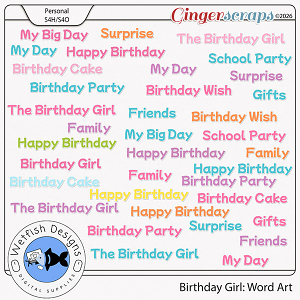 Birthday Girl Word Art by Wetfish Designs 