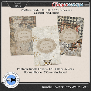 Kindle Covers: Stay Weird Set 1 by Wetfish Designs