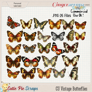 CU Vintage Butterflies Cliparts