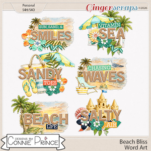 Beach Bliss - Word Art Pack by Connie Prince Beach Bliss - Word Art Pack by Connie Prince