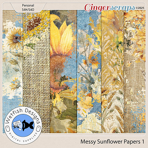 Messy Sunflower Papers 1 by Wetfish Designs