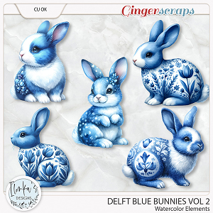 CU Watercolor Delft Blue Bunnies Vol 2 by Ilonka's Designs