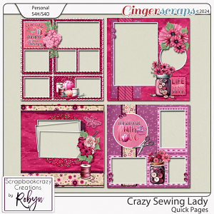Crazy Sewing Lady Quick Pages by Scrapbookcrazy Creations