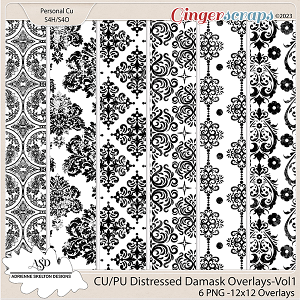 CU/PU Distressed Damask Overlays-Vol1 by Adrienne Skelton Designs