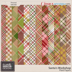 Santa's Workshop Plaid Papers by Aimee Harrison