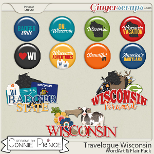 Travelogue Wisconsin - Word Art & Flair Pack by Connie Prince