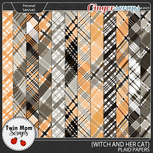 Witch and Her Cat - PLAID PAPERS by Twin Mom Scraps