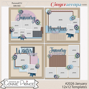 #2026 January -  12x12 Templates (CU Ok) by Connie Prince