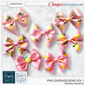 CU Pink Lemonade Satin Bows by Happy Scrapbooking Studio
