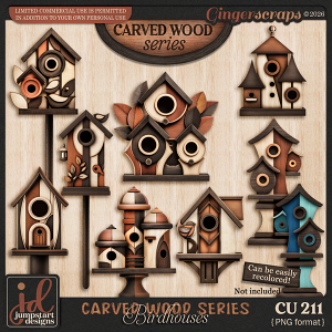 CU & PU 211 ~ Carved Wood Series ~ Birdhouses