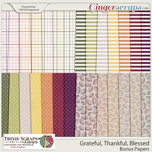 Grateful, Thankful, Blessed Bonus Papers by Trixie Scraps Designs