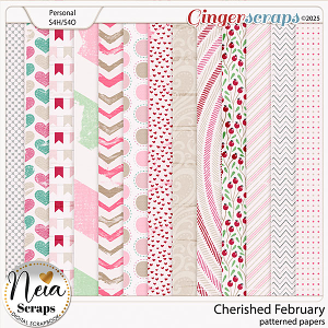 Cherished February - Patterned Papers - by Neia Scraps