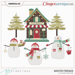 Winter Friends Layered Templates (CU) by GS Creations