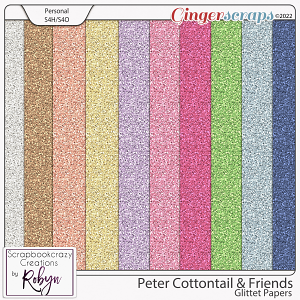 Peter Cottontail and Friends Glitter Papers by Scrapbookcrazy Creations