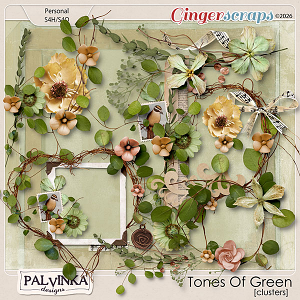 Tones Of Green Clusters by Palvinka Designs
