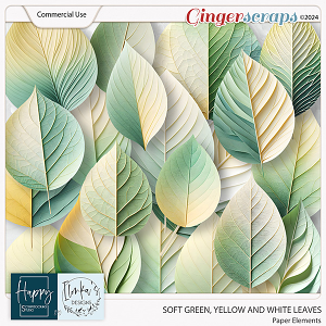 CU Soft Green, Soft Yellow And White Paper Leaves by Happy Scrapbooking Studio