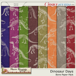 Dinosaur Days Bone Paper Pack by Moore Blessings Digital Design