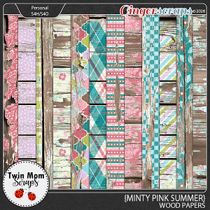 Minty Pink Summer - WOOD PAPERS by Twin Mom Scraps