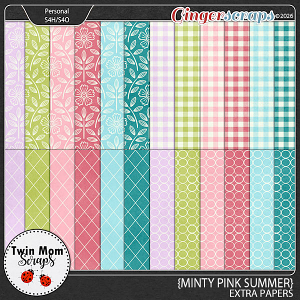 Minty Pink Summer - EXTRA PAPERS by Twin Mom Scraps