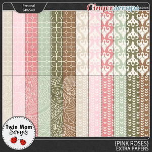 Pink Roses - EXTRA PAPERS by Twin Mom Scraps