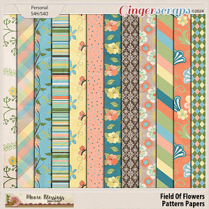Field of Flowers Patterned Paper Pack by Moore Blessings Digital Design