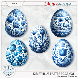 CU Watercolor Delft Blue Easter Eggs Vol 1 by Ilonka's Designs
