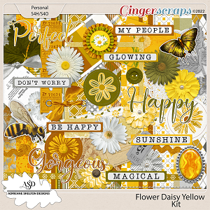 Flower Daisy Yellow-By Adrienne Skelton Designs