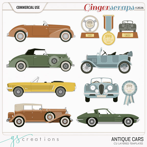 Antique Cars Layered Templates (CU) by GS Creations