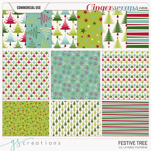 Festive Tree Layered Patterns (CU) by GS Creations