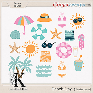 Beach Day Illustrations Kit by Kelley Danielle Design