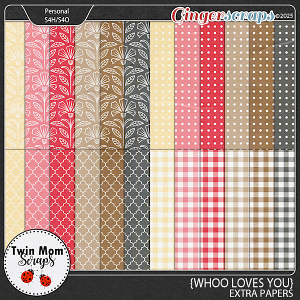 Whoo Loves You - EXTRA PAPERS by Twin Mom Scraps