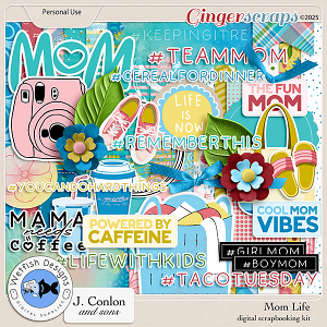 Mom Life Digital Scrapbooking Kit by Wetfish Designs and J. Conlon and Sons