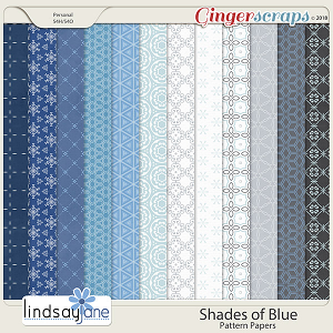 Shades of Blue Pattern Papers by Lindsay Jane