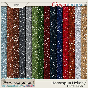 Homespun Holiday Glitter Papers from Designs by Lisa Minor