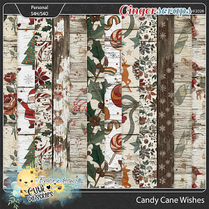 Candy Cane Wishes Wood Papers