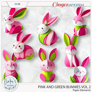 CU Pink And Green Paper Bunnies Vol 2 by Ilonka's Designs
